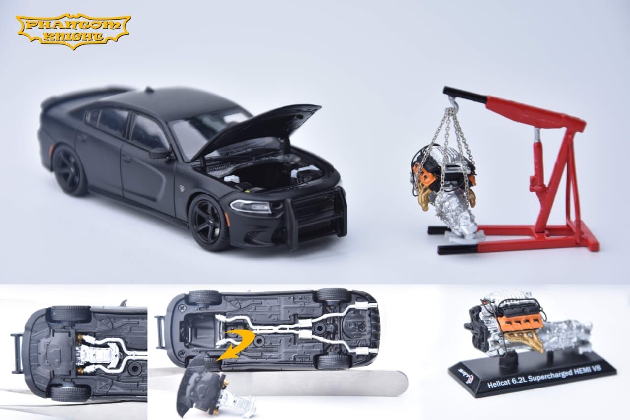 PO-$220 * PHANTOM KNIGHT * 1:64 DODGE CHARGER SRT HELLCAT MATT BLACK