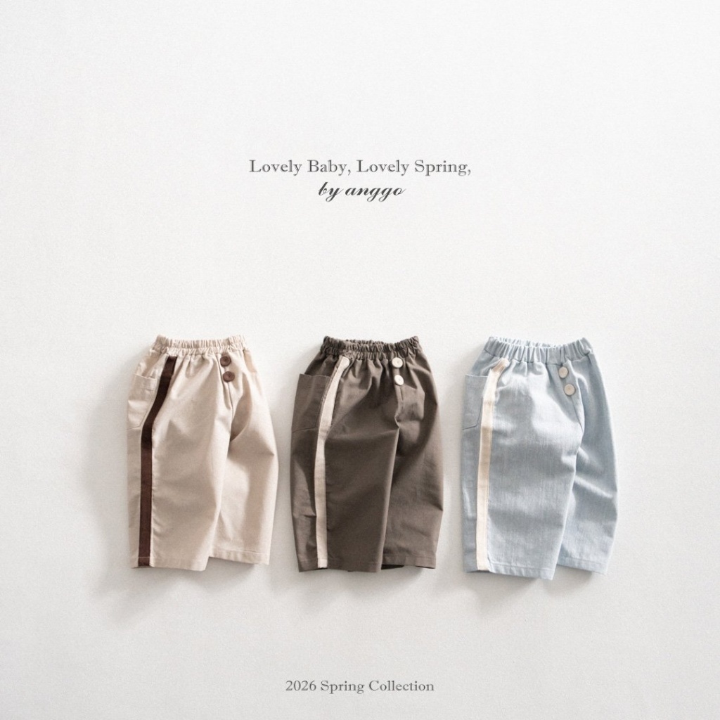 正韓春Anggo 側條假鈕扣鬆緊長褲