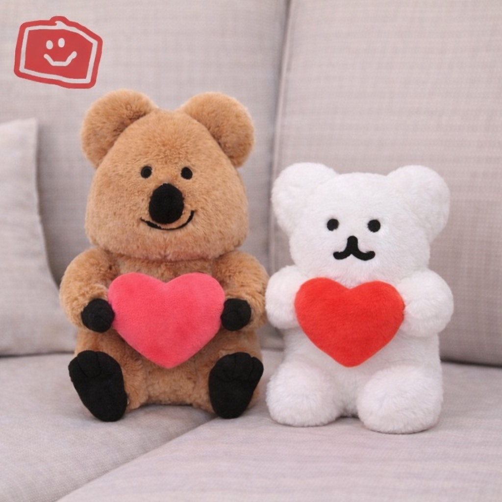 韓國 DINOTAENG QUOKKA BOBO 坐姿愛心抱抱毛絨玩偶