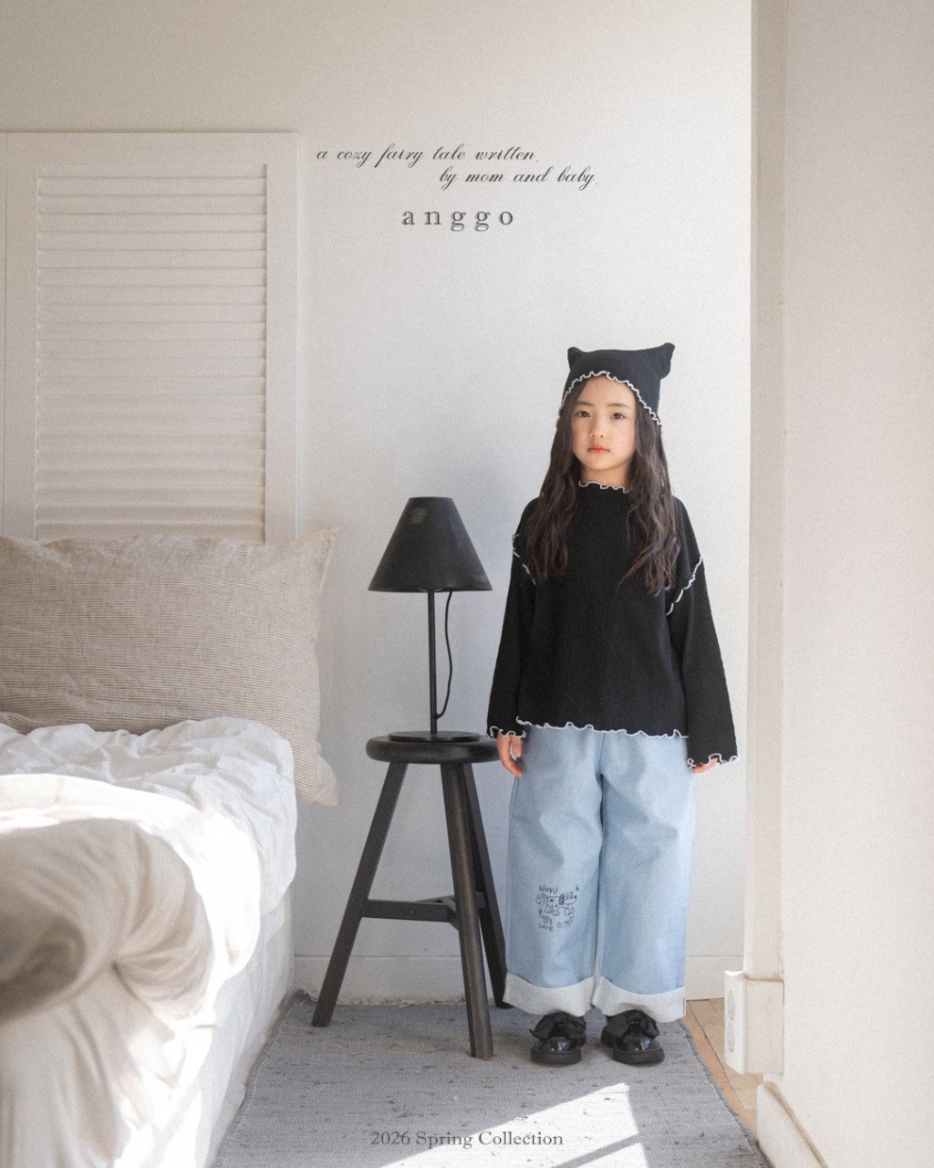 正韓春Anggo 三色滾邊小貓帽