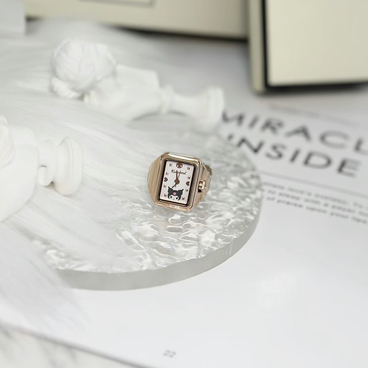 【HELLO KITTY】凱蒂貓 人氣角色酷洛米戒指錶-粉x玫瑰金 LK713LRWI-A 20.5mm 現代鐘錶