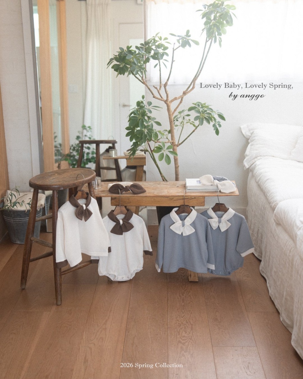 正韓春Anggo 嫩嬰優雅綁帶包屁衣