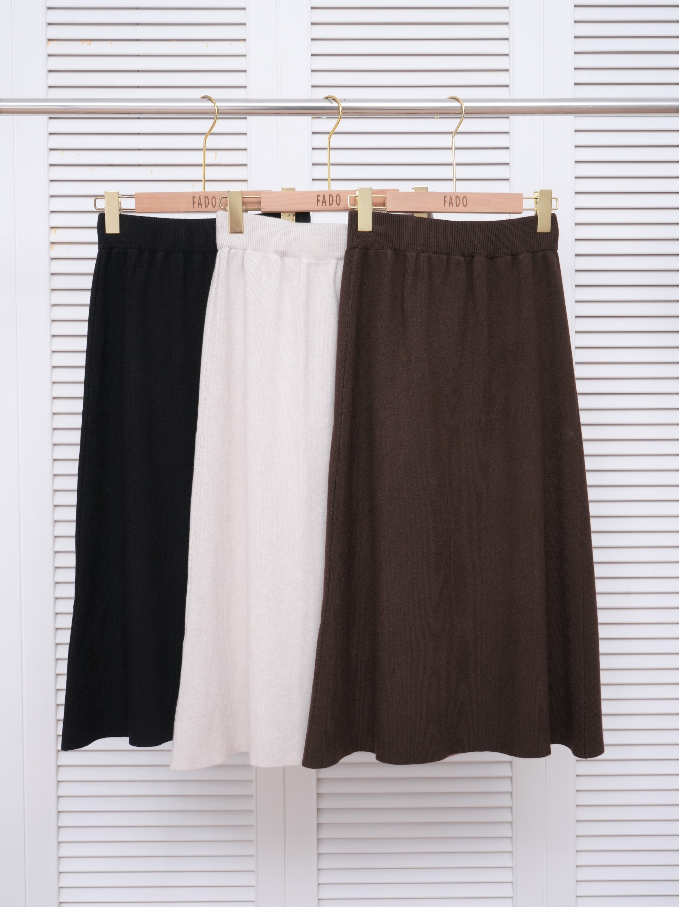 法朵Fado Shop｜鬆緊腰針織中長裙 413A001 三色