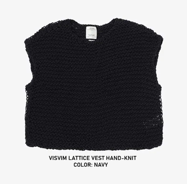 RE-STOCK: VISVIM LATTICE VEST HAND-KNIT - NAVY SIZE 2 PRE ORDER ITEM (預訂中)