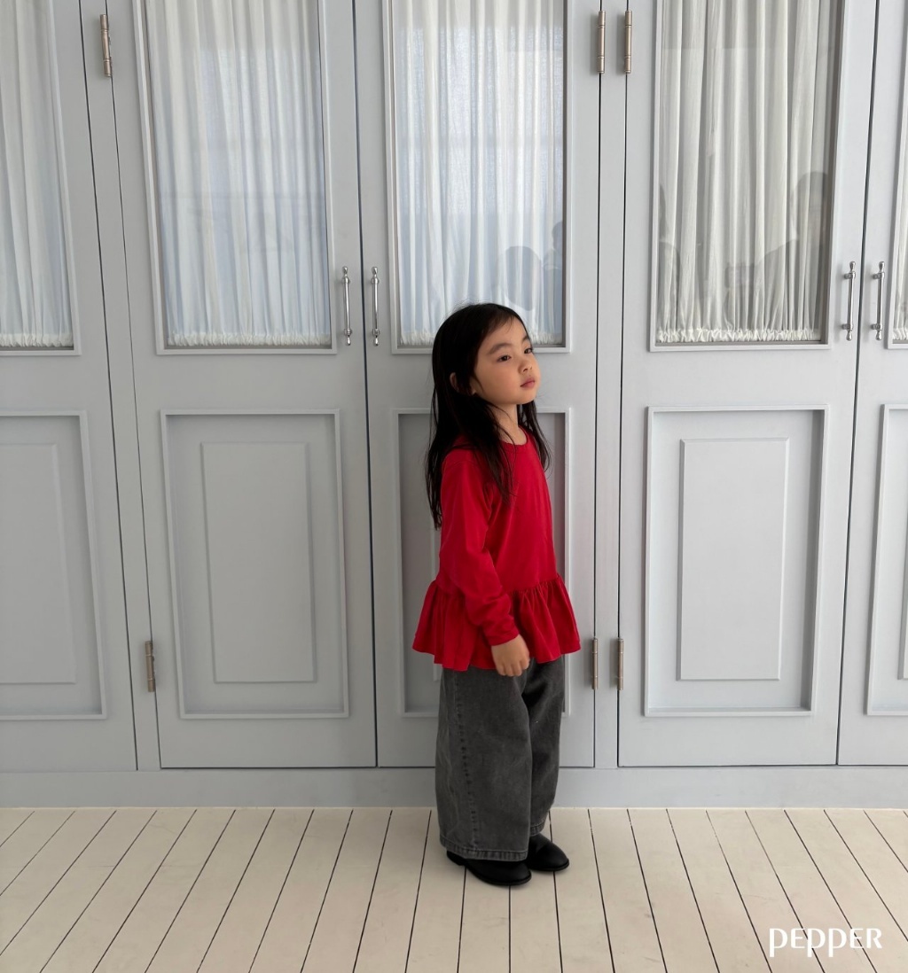 正韓春Pepper  兩色花瓣邊飄飄上衣