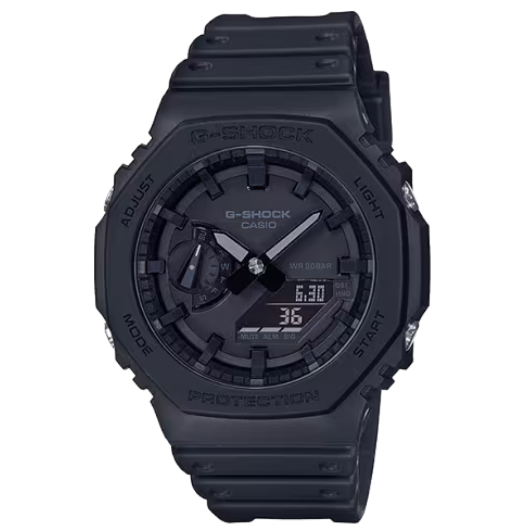 【CASIO 卡西歐】 G-SHOCK 八角設計 農家橡樹 世界時間多功能耐衝擊數位雙顯 雙顯手錶 GA-2100-1A1