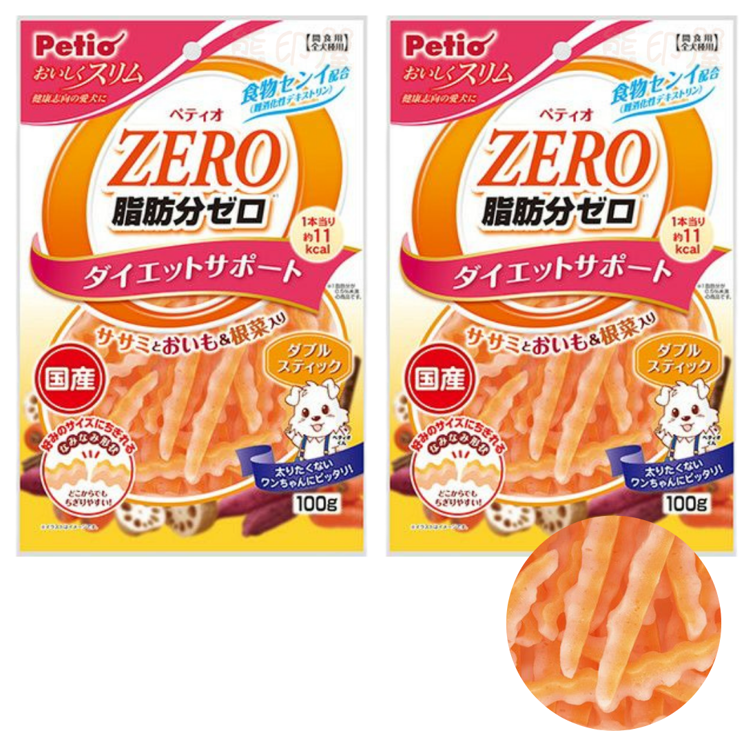 Petio - 零脂肪低卡雞胸肉地瓜根莖蔬菜口味波浪條狗小食100G(適合6個月以上幼犬) X 2 到期日 2026-2-28