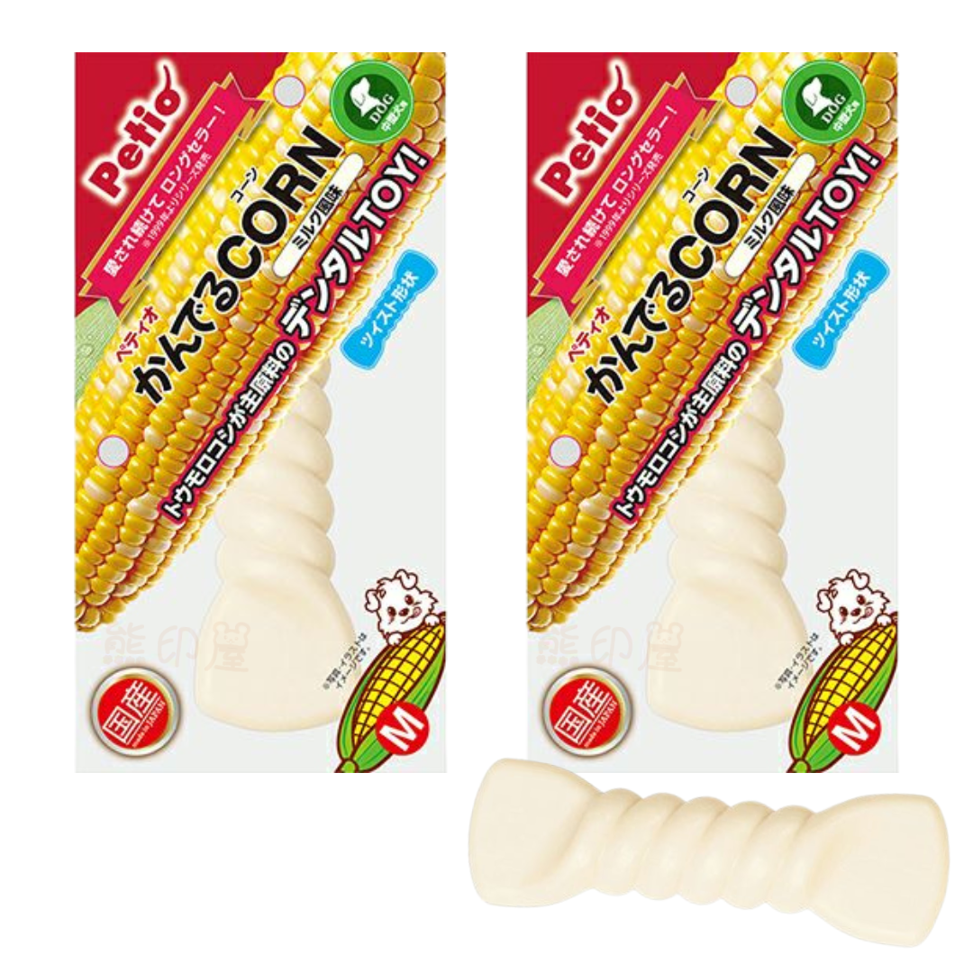 Petio - 玉米牛奶風味扭潔齒骨狗小食1條 (中型犬 M) X2