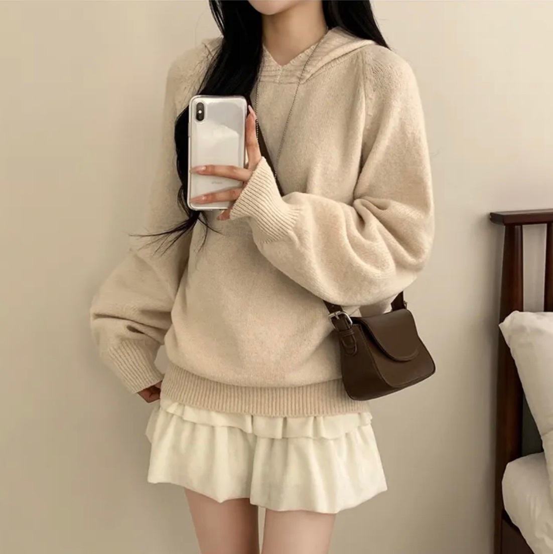 【優惠價預訂】韓國寬鬆連帽針織上衣（5色）