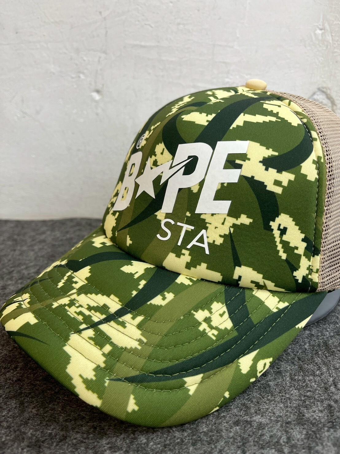 BAPE x CLOT EGRA CAMO TRUCKER CAP GREEN