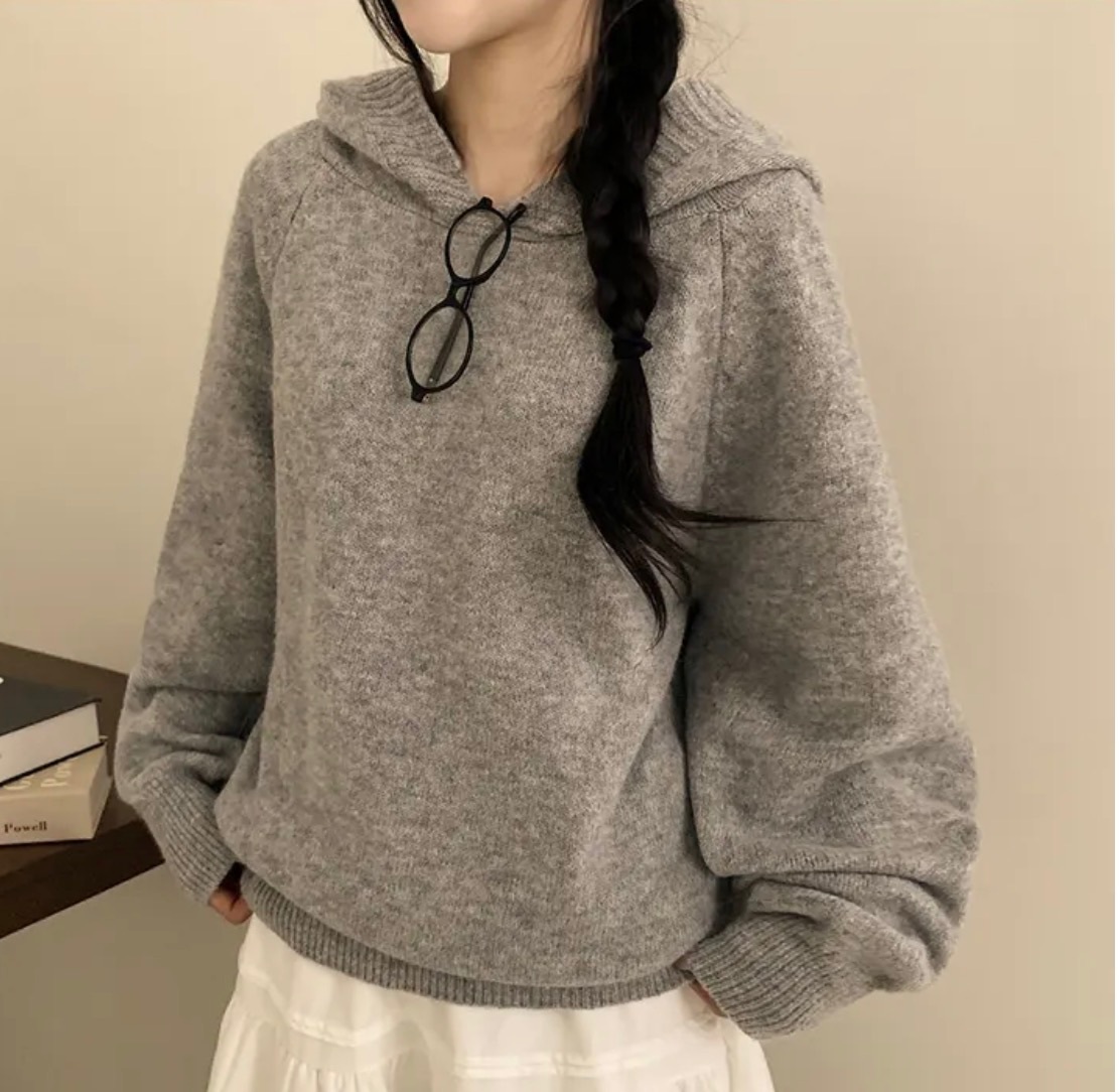 【21/1完額外95折優惠！首批優惠價預訂】韓國寬鬆連帽針織上衣（5色）