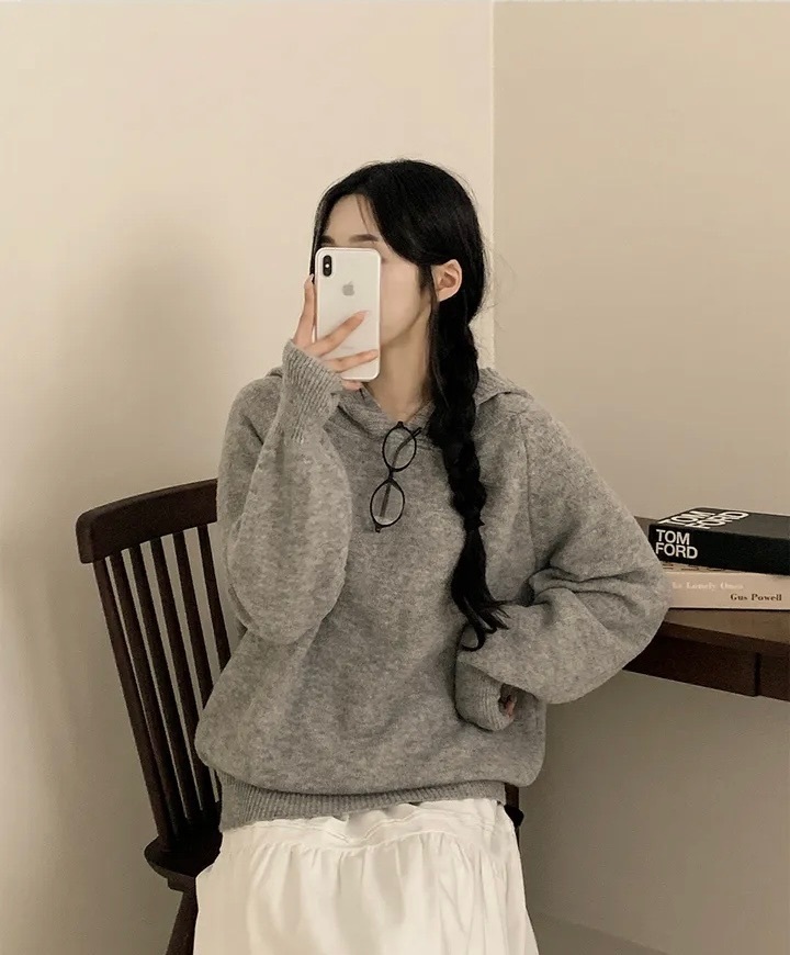 【25/1截單！首批優惠價預訂】韓國寬鬆連帽針織上衣（5色）