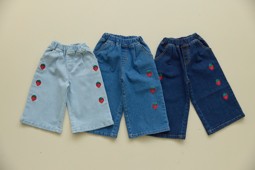 正韓春orangemom 三色草莓牛仔寬褲