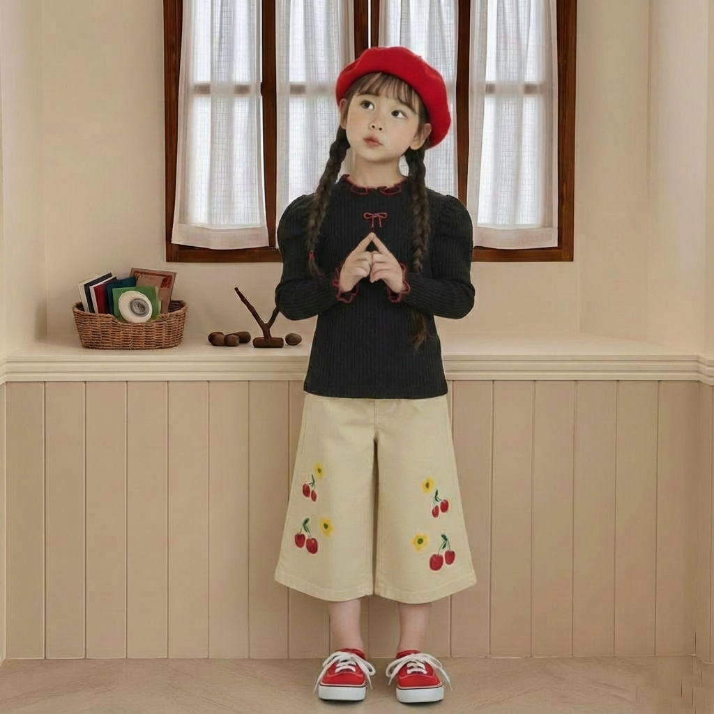 正韓春orangemom 春季櫻桃寬褲