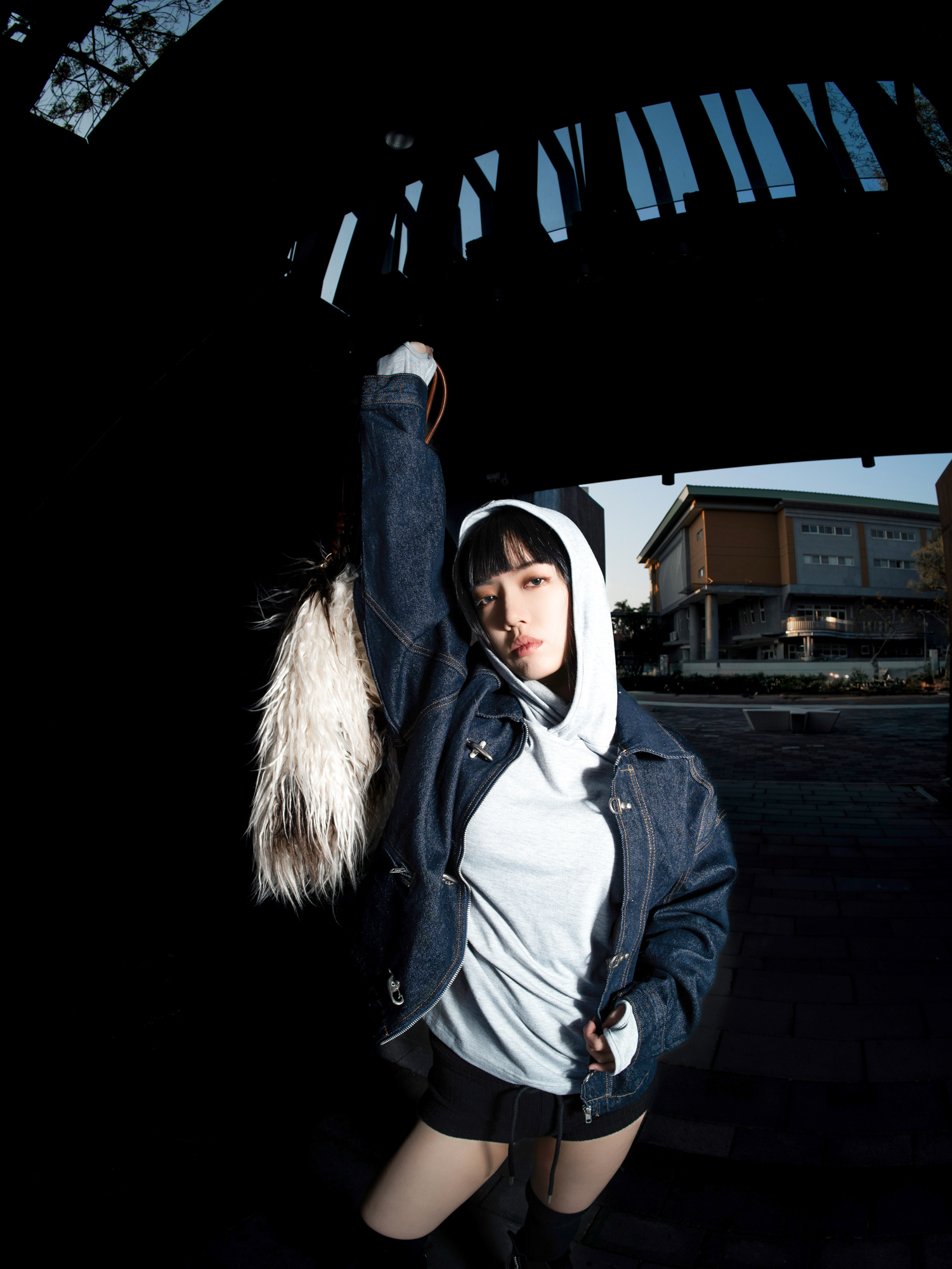 SIMON MADE TL-2519 雙層領 高領 連帽 薄長袖