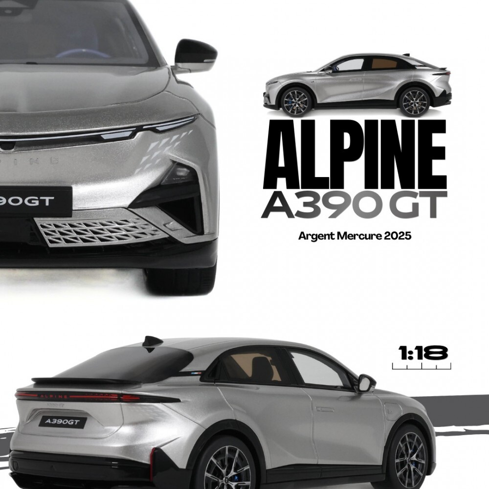 預訂 (訂金$300) (預訂價$719) :1/18 OTTOMOBILE ALPINE A390 GT ARGENT MERCURE 2025 (OT1318)