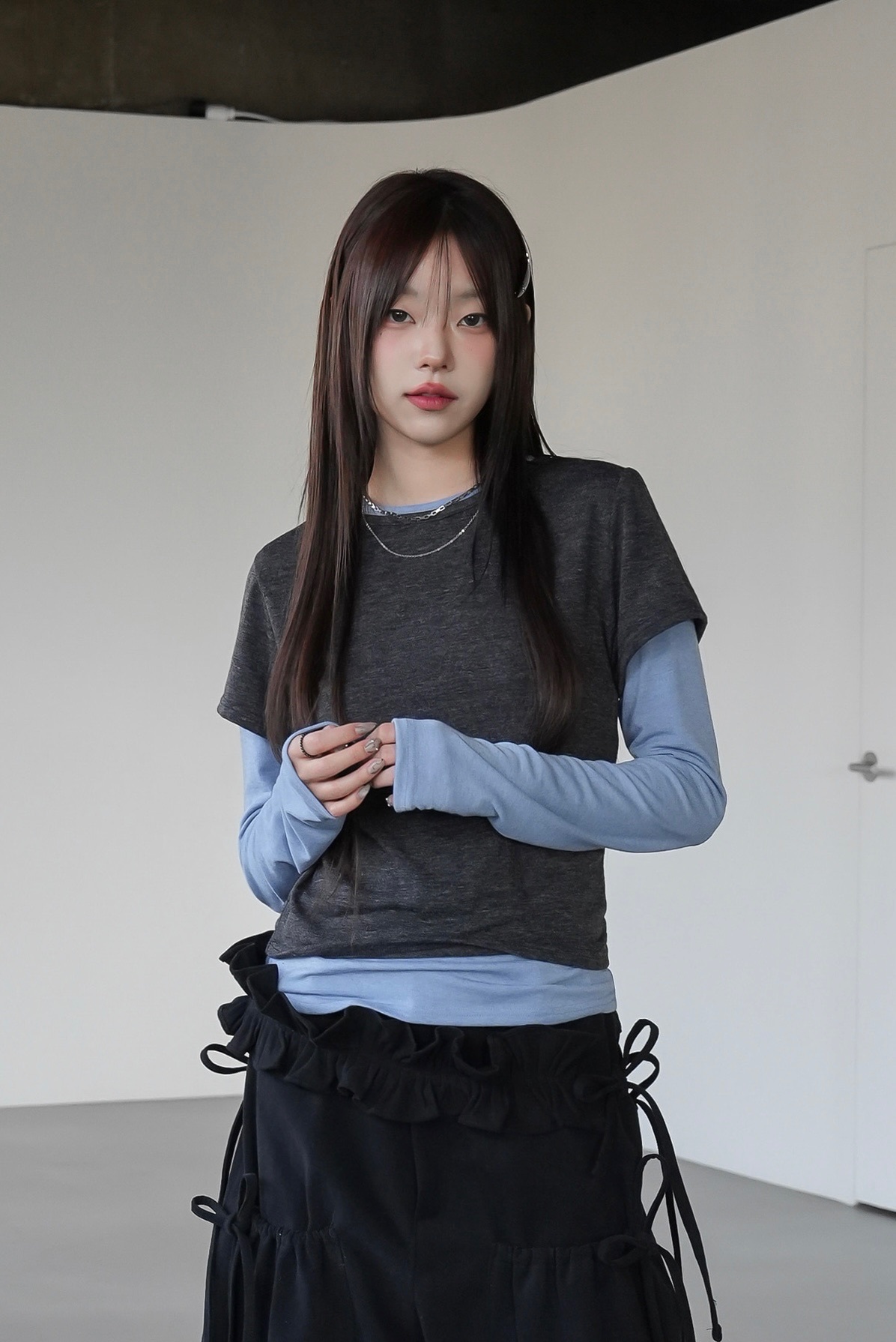 【21/1完額外95折優惠！首批優惠價預訂】韓國疊穿長袖＋短袖2件套（3色）