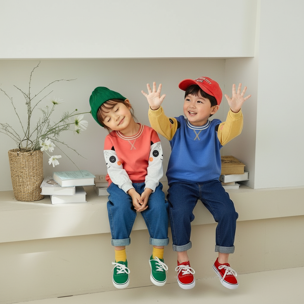 正韓春orangemom 貓熊拼袖上衣