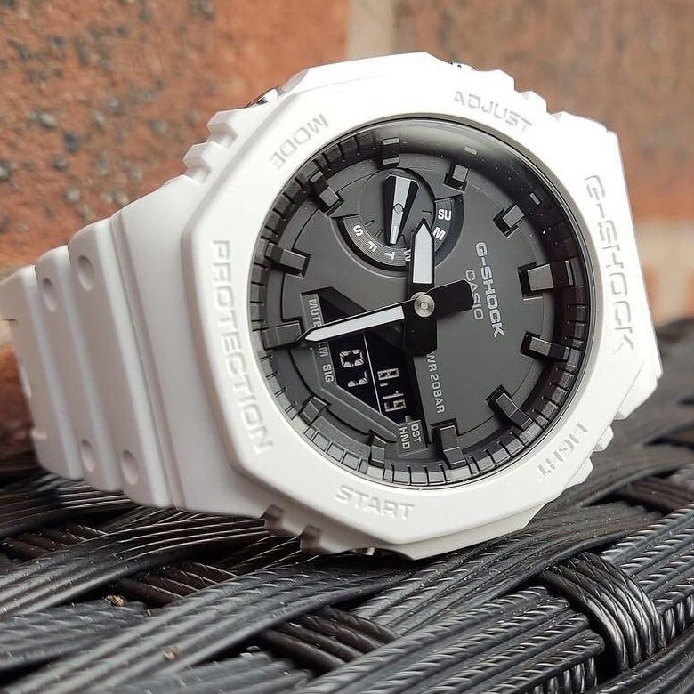 【CASIO 卡西歐】 G-SHOCK 八角設計 農家橡樹 世界時間多功能耐衝擊數位雙顯 雙顯手錶 GA-2100-7A