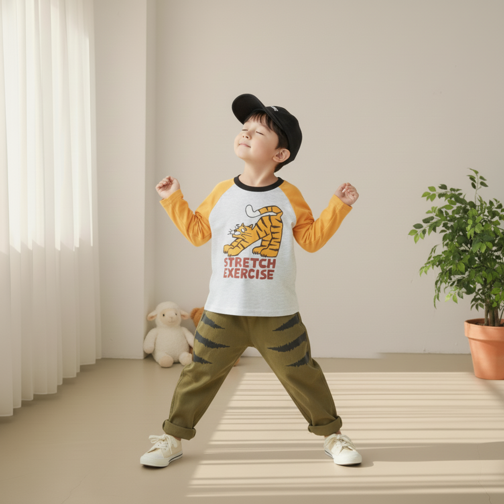 正韓春orangemom 老虎伸懶腰長袖上衣