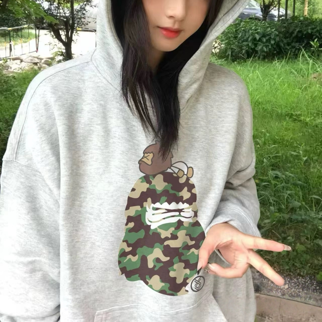 Fingercroxx FGXX  BAPE A BATHING APE CLOT 陳冠希 猿人 綠迷彩 帽T 連帽上衣