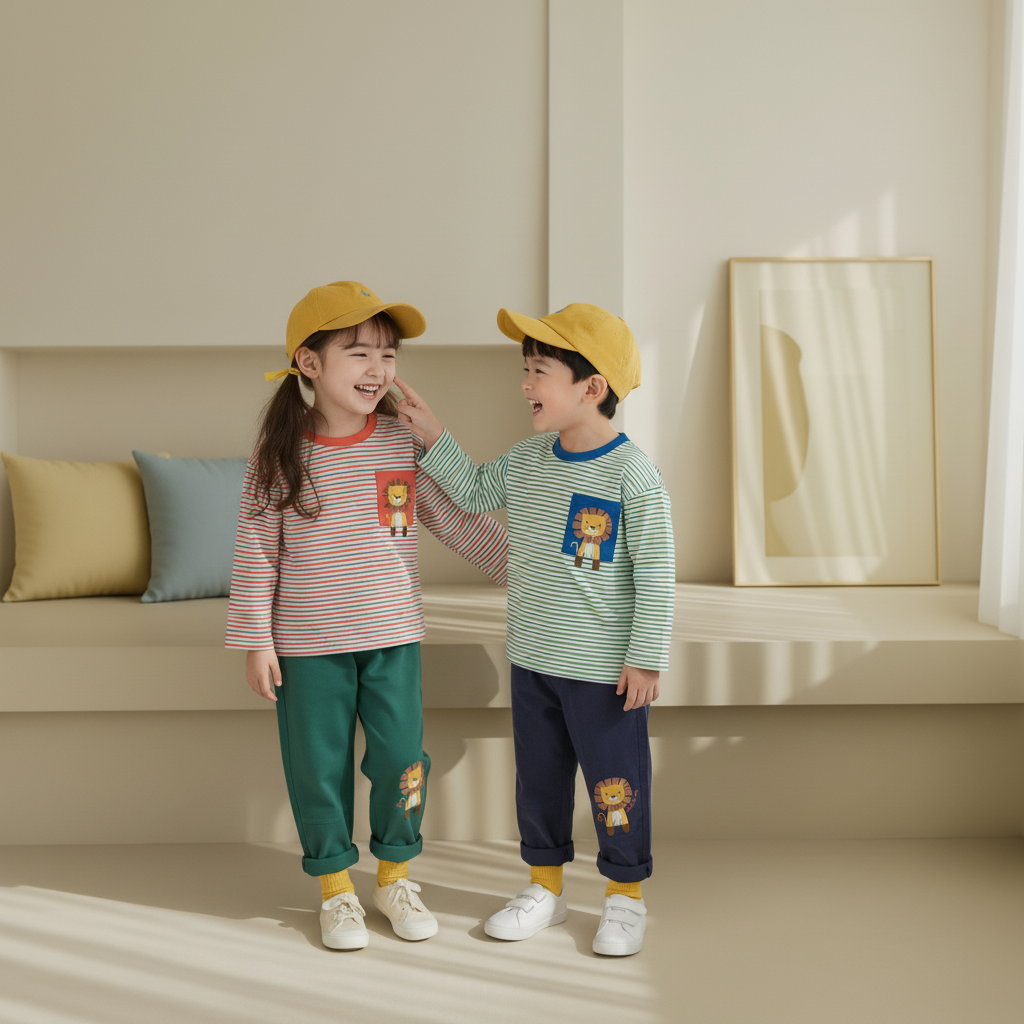 正韓春orangemom 條紋獅子上衣