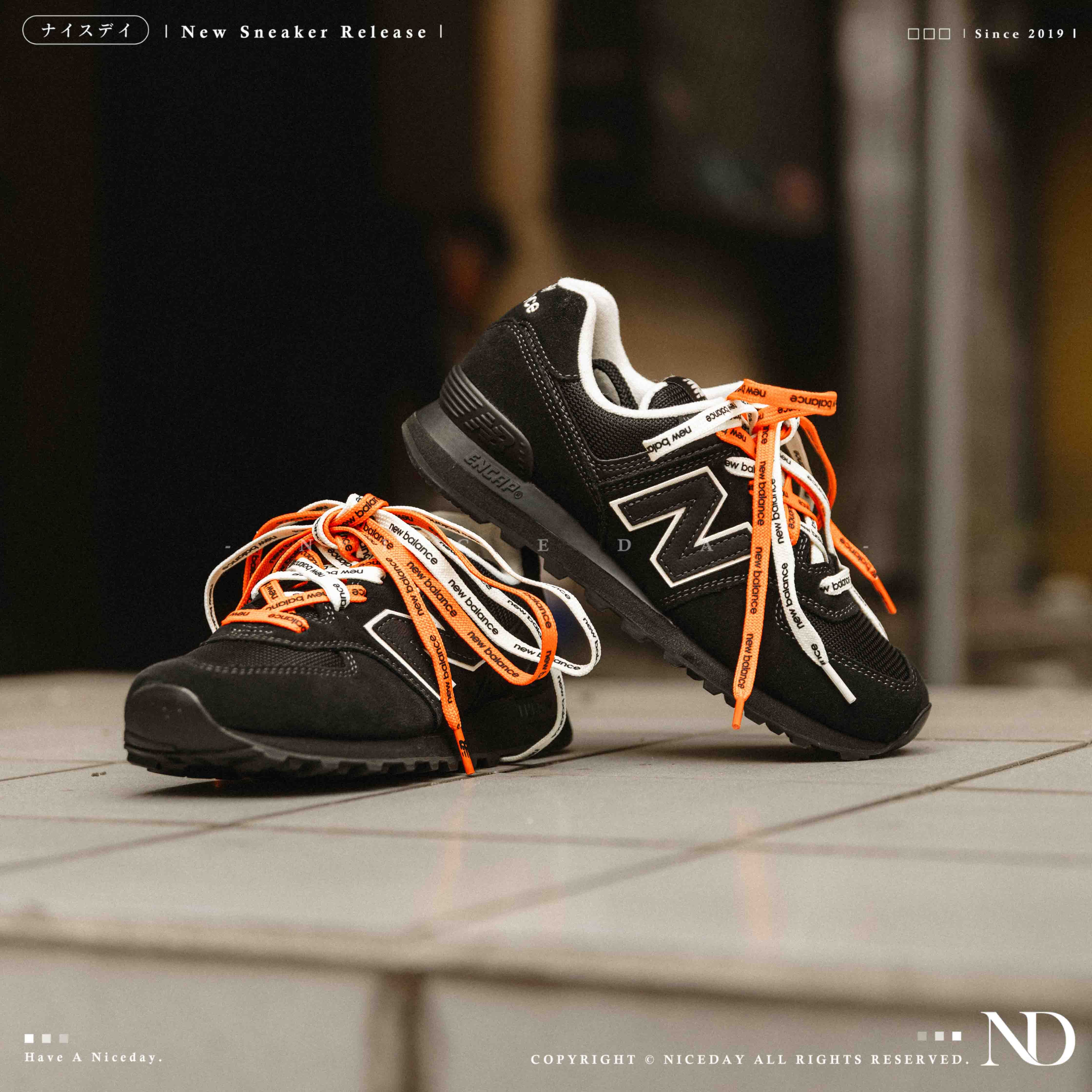 NICEDAY 代購 niko and... x NEW BALANCE 574 NB 聯名款 黑 全黑 黑橘 U574NAB