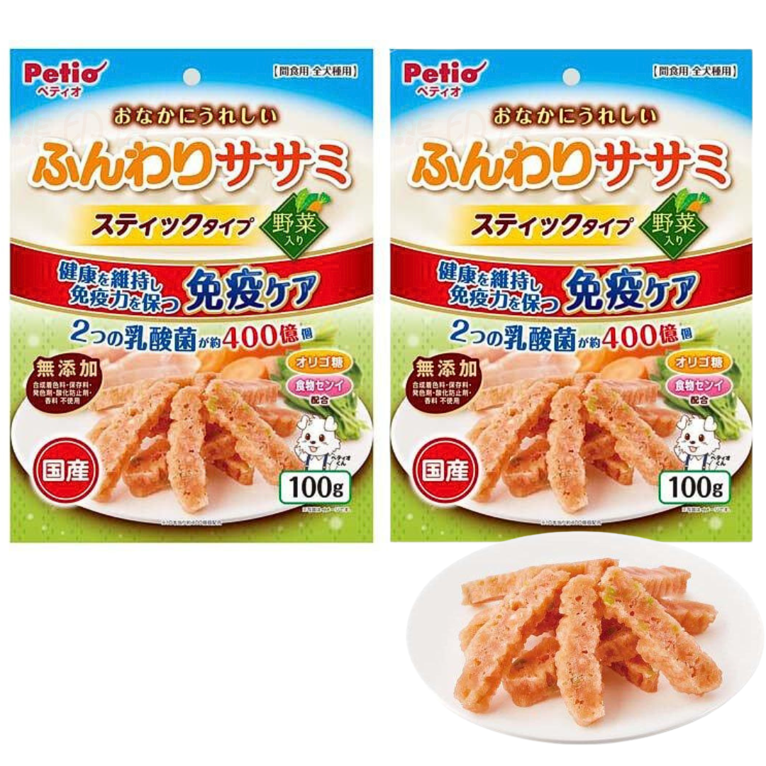 Petio - 日本無添加柔軟雞柳條乳酸菌狗小食100G X2