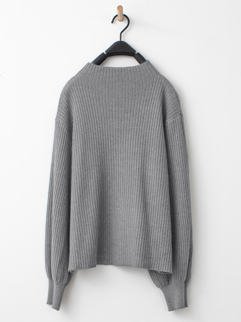 羅紋泡泡袖針織毛衣壓縐花苞感長裙