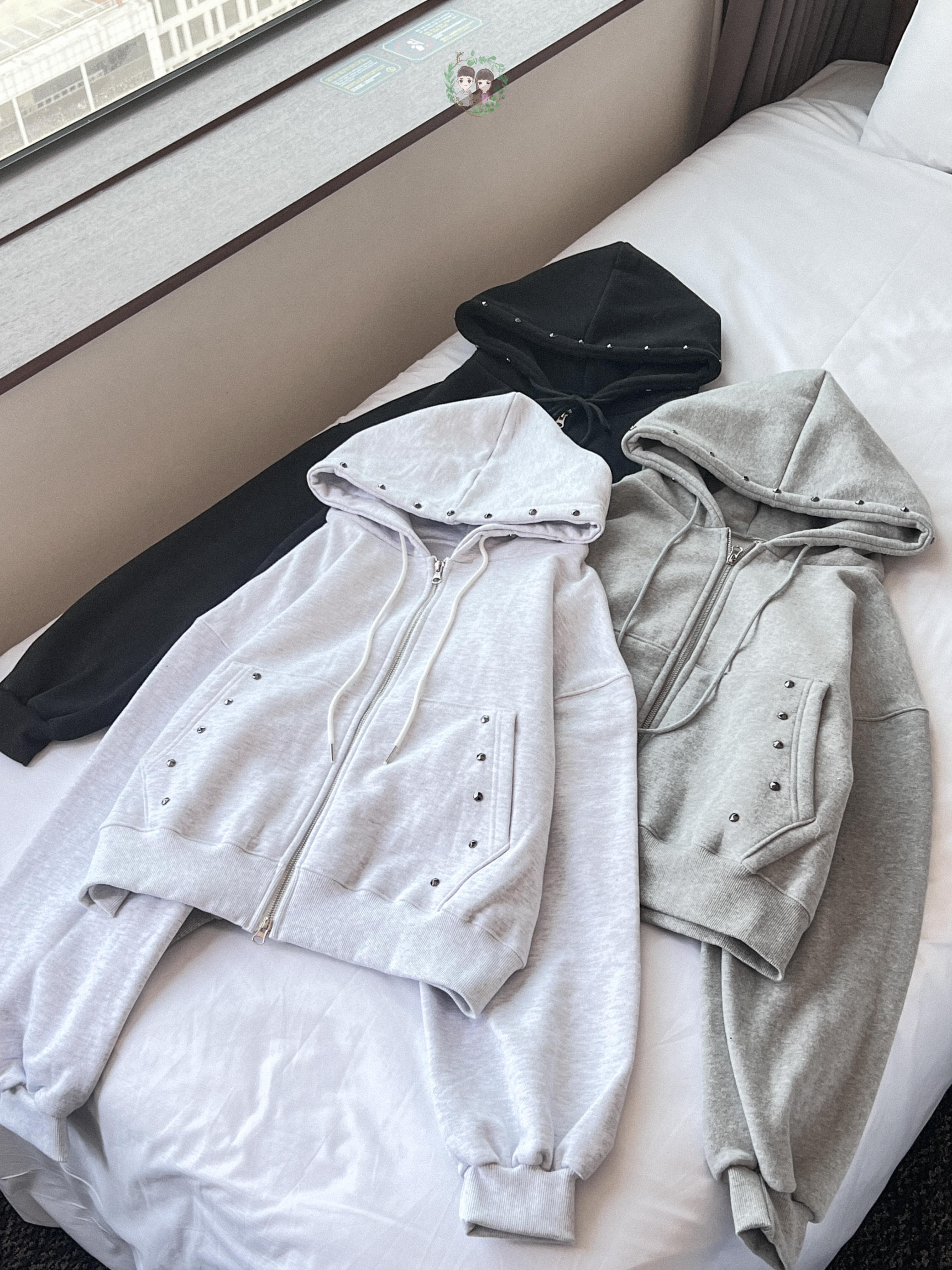 厚實鉚釘捆邊拉鍊外套〈🇰🇷DAY 3〉