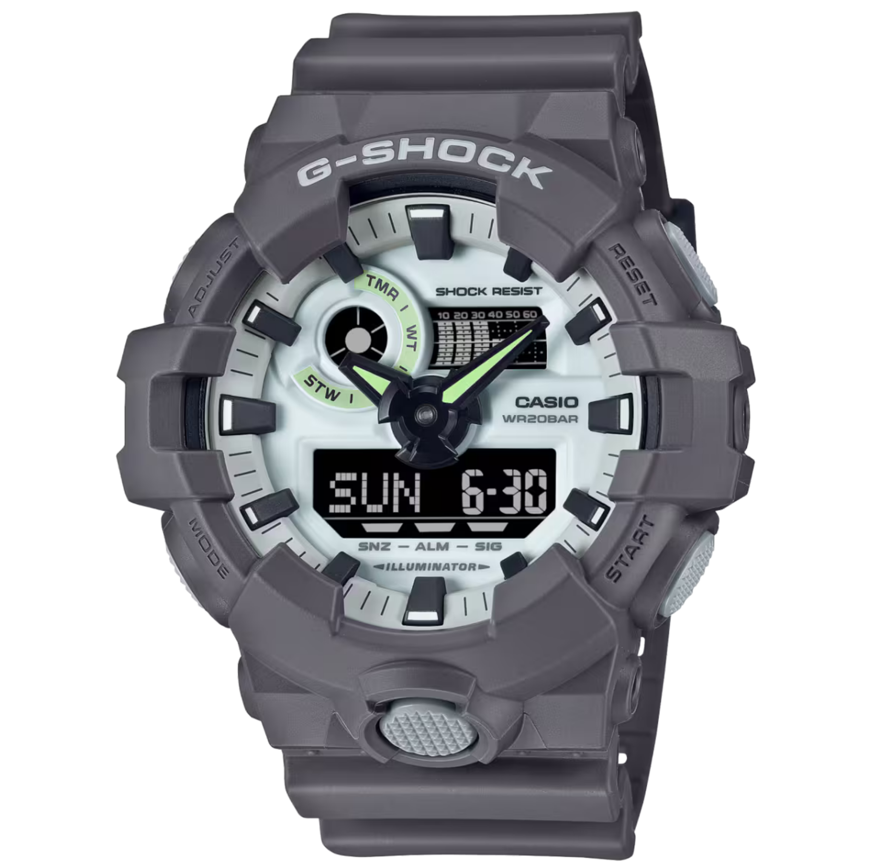 【CASIO 卡西歐】 G-SHOCK  大錶殼酷炫設計 設計大膽奪目 世界時間多功能耐衝擊數位雙顯 雙顯手錶 GA-700HD-8A