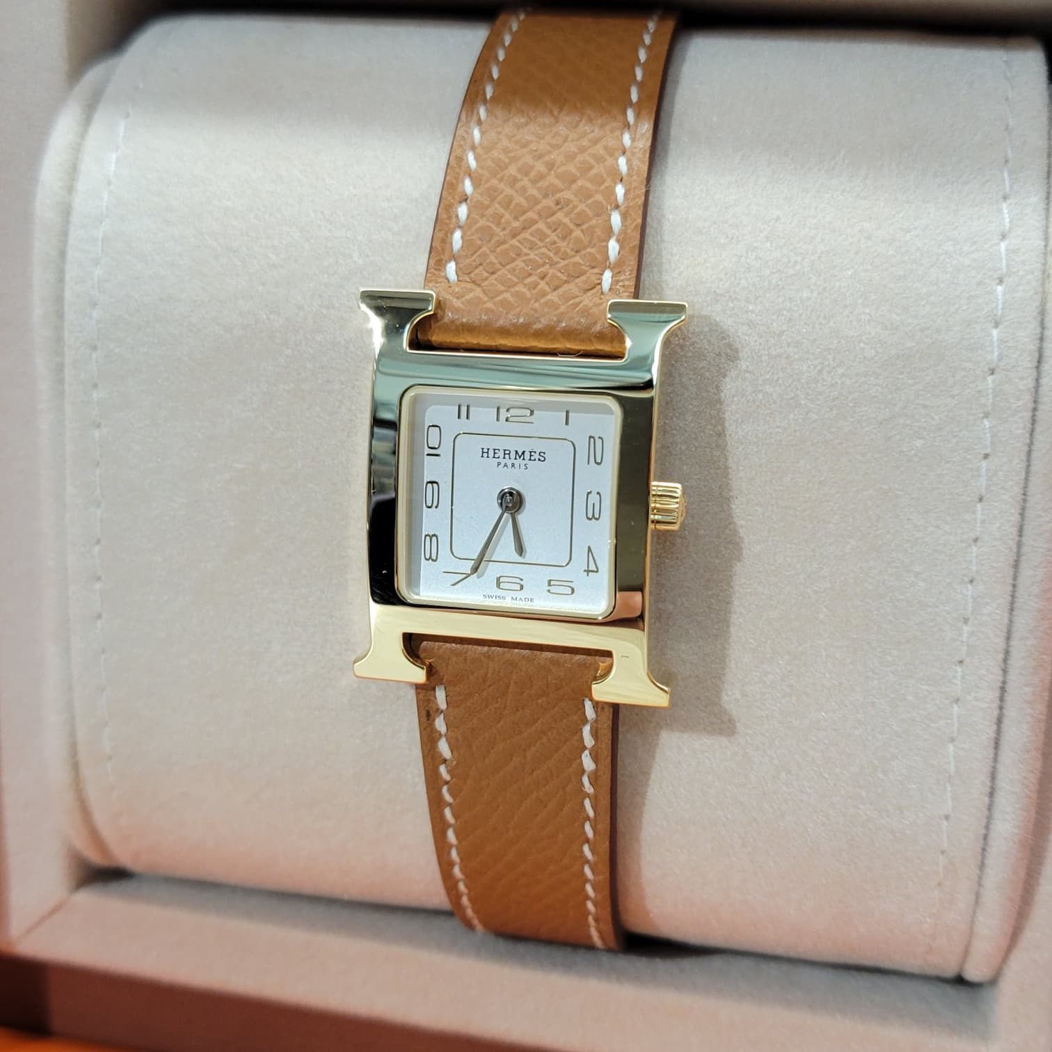 Hermes Heure H watch gold F small model 25mm (2025NEW) 金棕色 錶帶 手錶