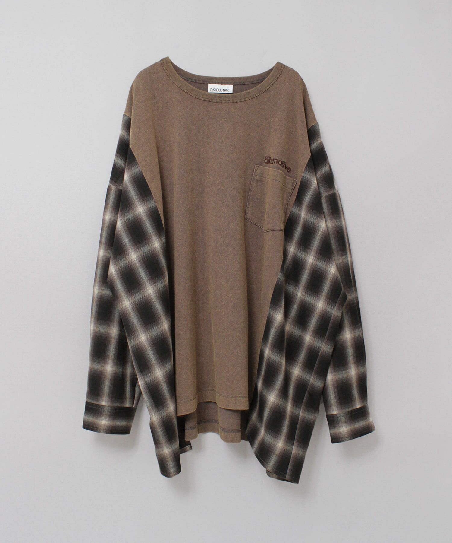 渲染咖格紋拼接上衣