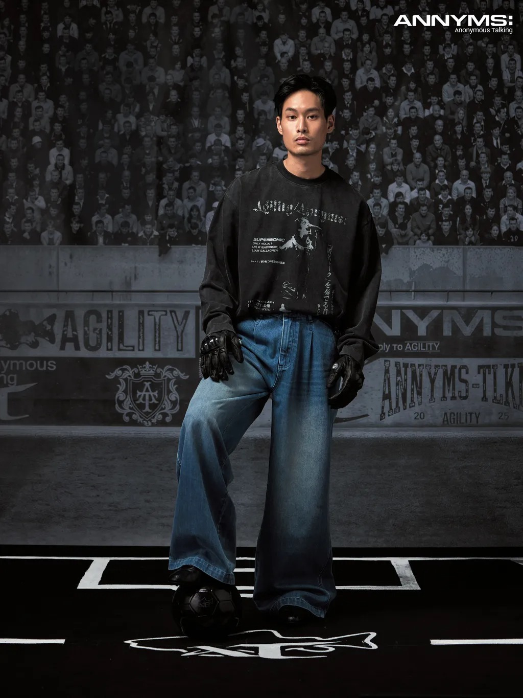 Anonymous Talking x AGILITY｜AA-LS2 – 圖像長袖Tee (Washed Black)