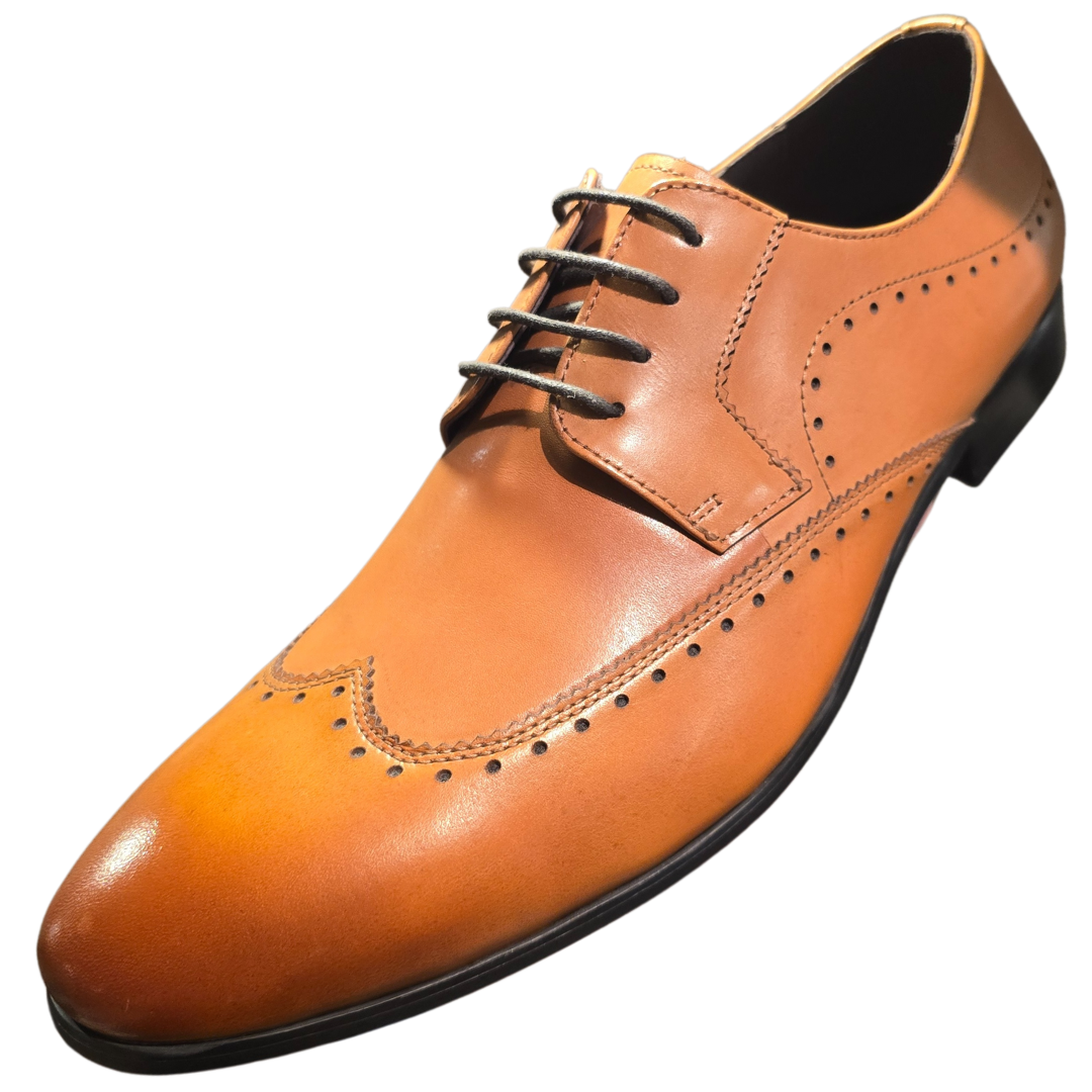 Revic 男裝皮鞋 | OF-28BR | 棕色翼紋德比皮鞋