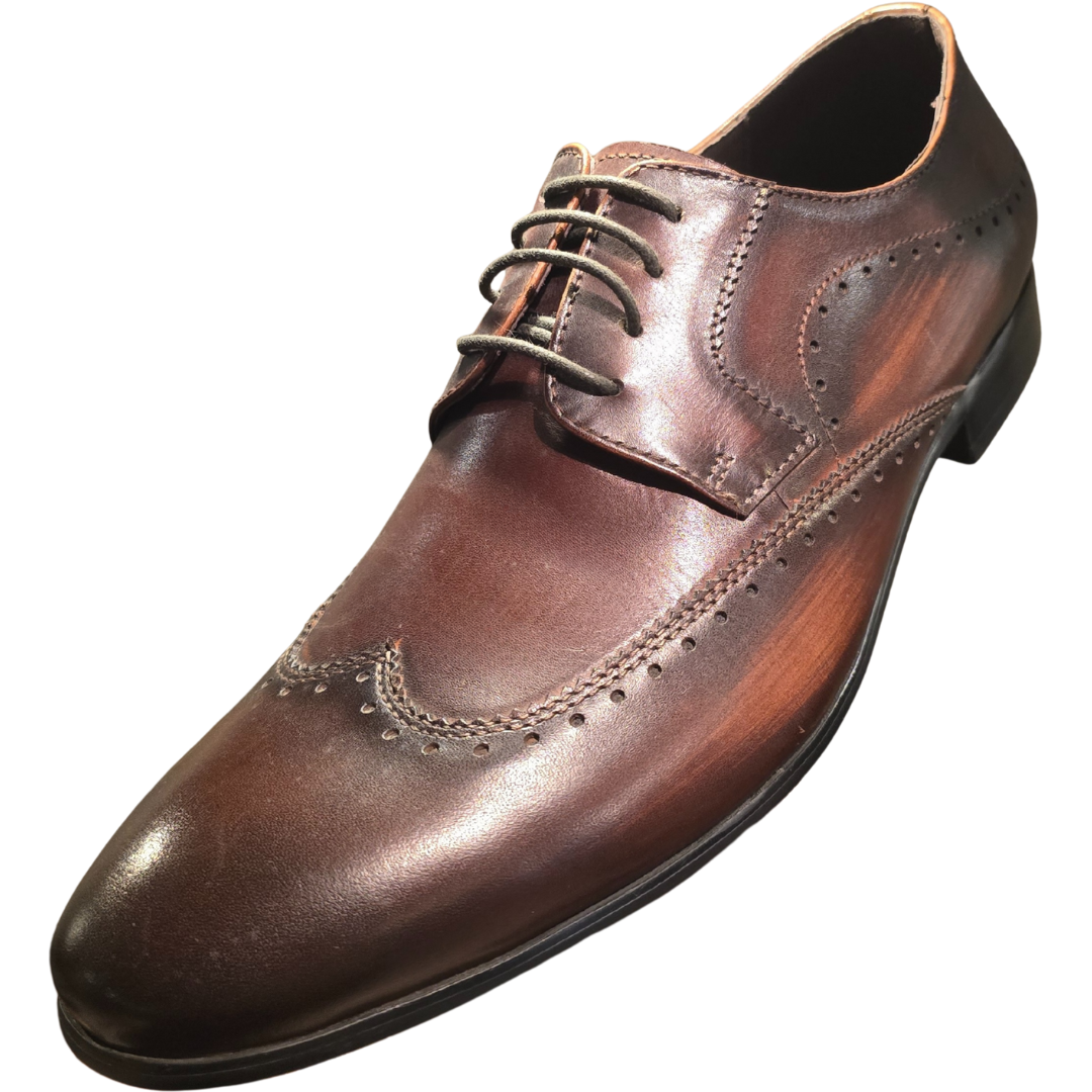 Revic 男裝皮鞋 | OF-28DB | 深啡色雕花德比皮鞋