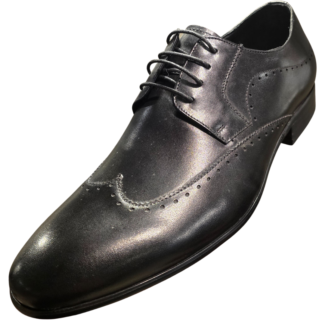 Revic 男裝皮鞋 | OF-28BK | 黑色翼紋德比皮鞋