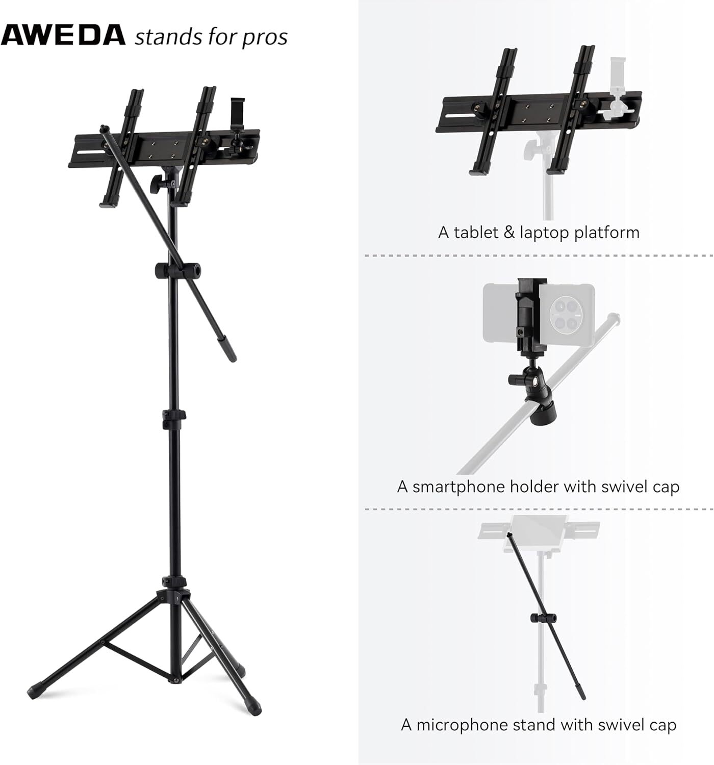Aweda - COS 8 Pro 麥克風架 譜架二合一 平板架 街頭藝人必備 表演配件推薦 第 3 張圖片｜三峽麥克風