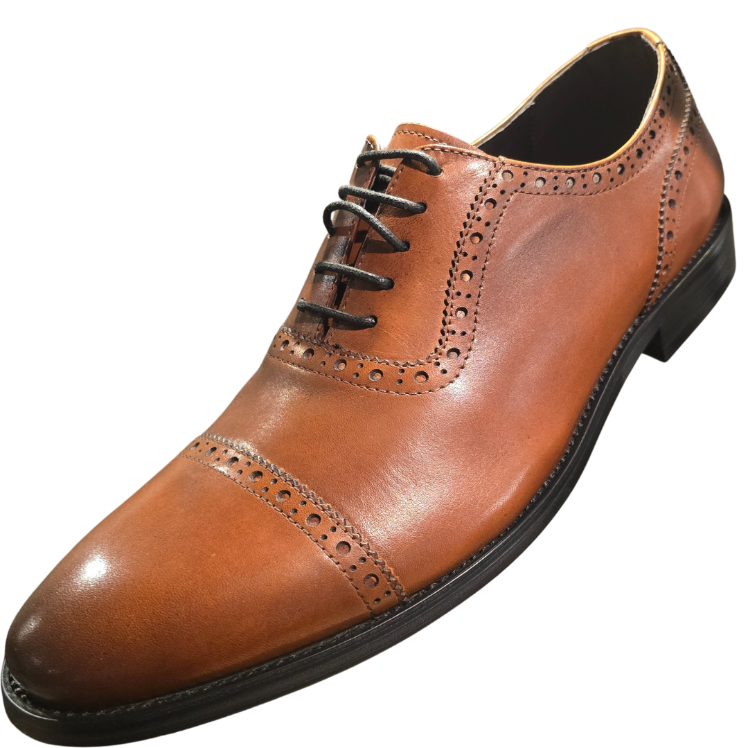 Revic 男裝皮鞋 | OF-41T｜棕色橫飾牛津皮鞋