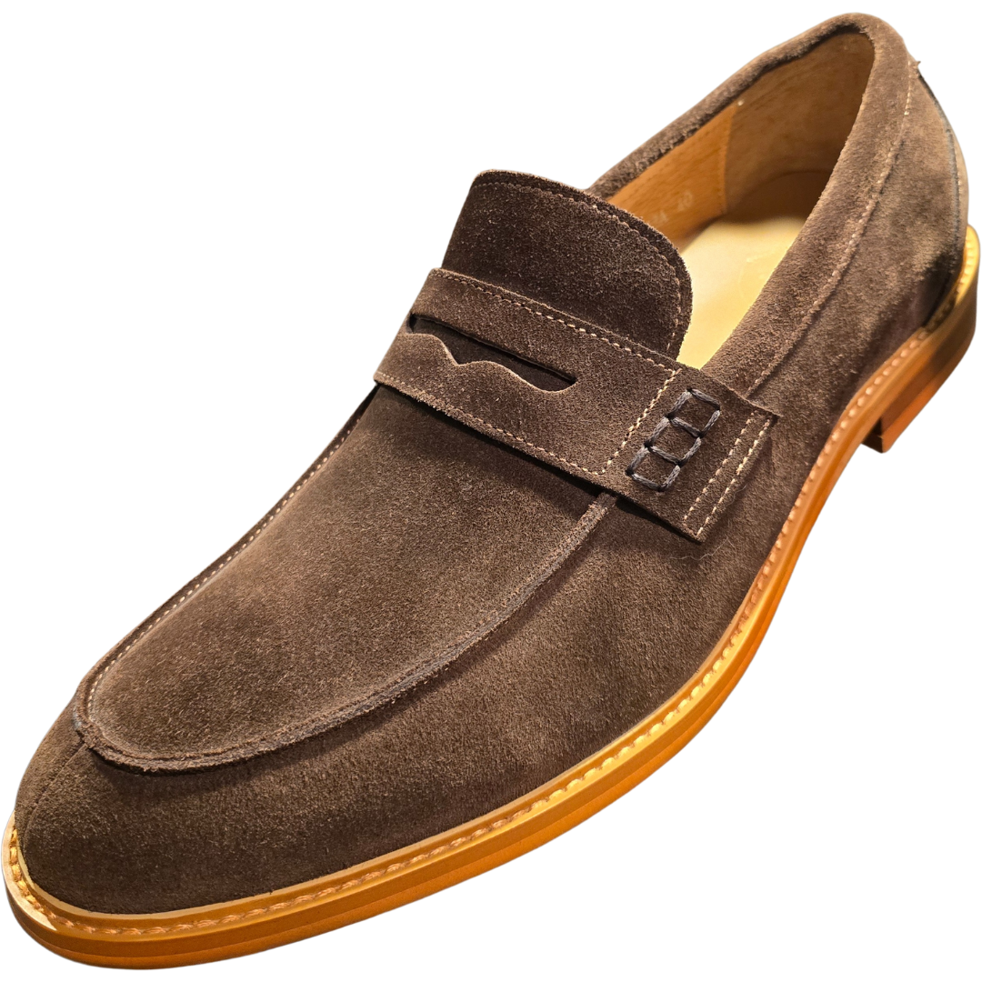 Revic 男裝休閒皮鞋 | OF-43A｜咖啡色絨面樂福皮鞋