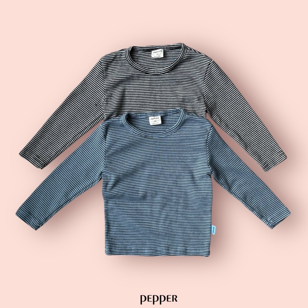 正韓春Pepper  兩色細條紋上衣