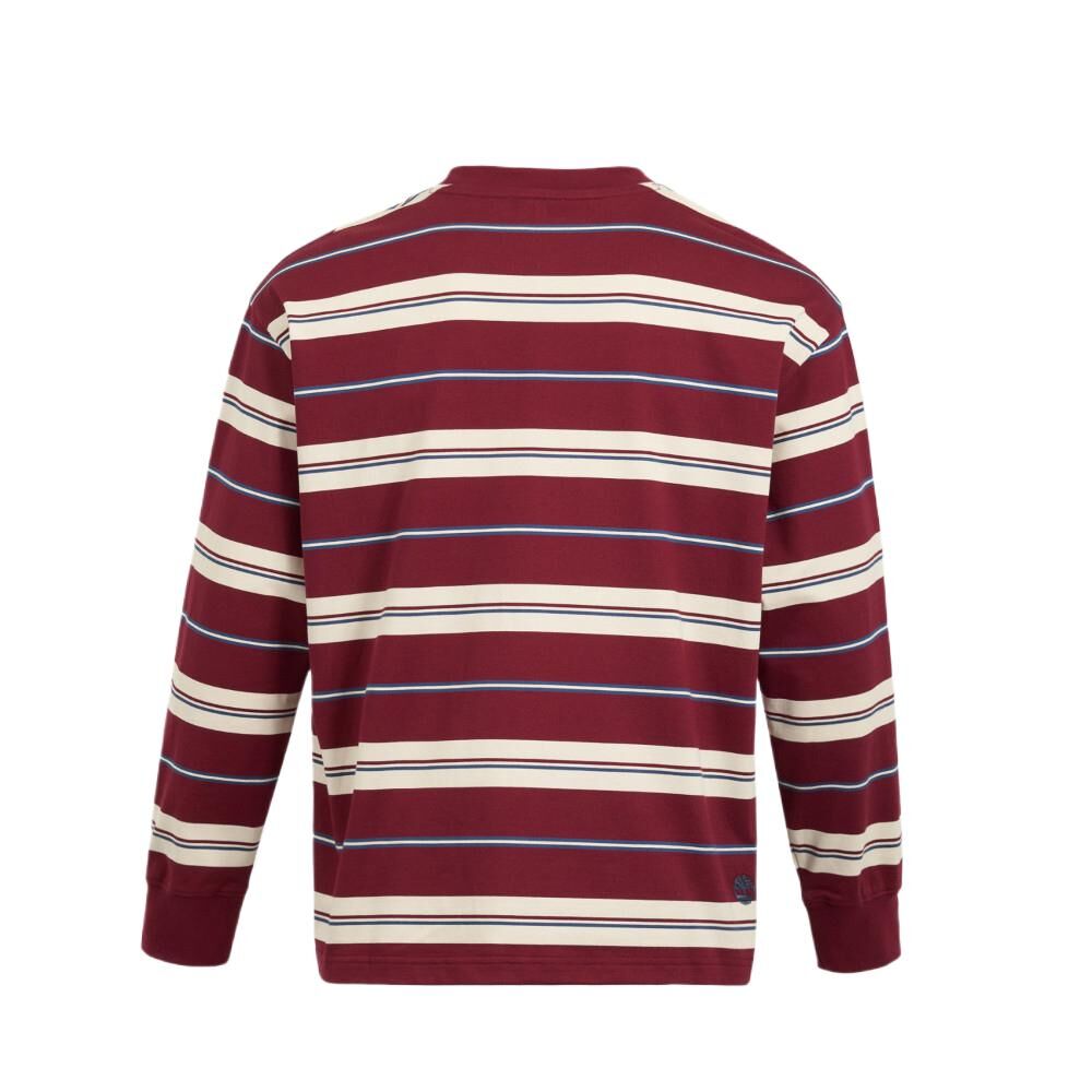 Timberland - 男裝 LONG SLEEVE STRIPE TEE BURGUND長袖條紋T恤 TB0A5RSM6481