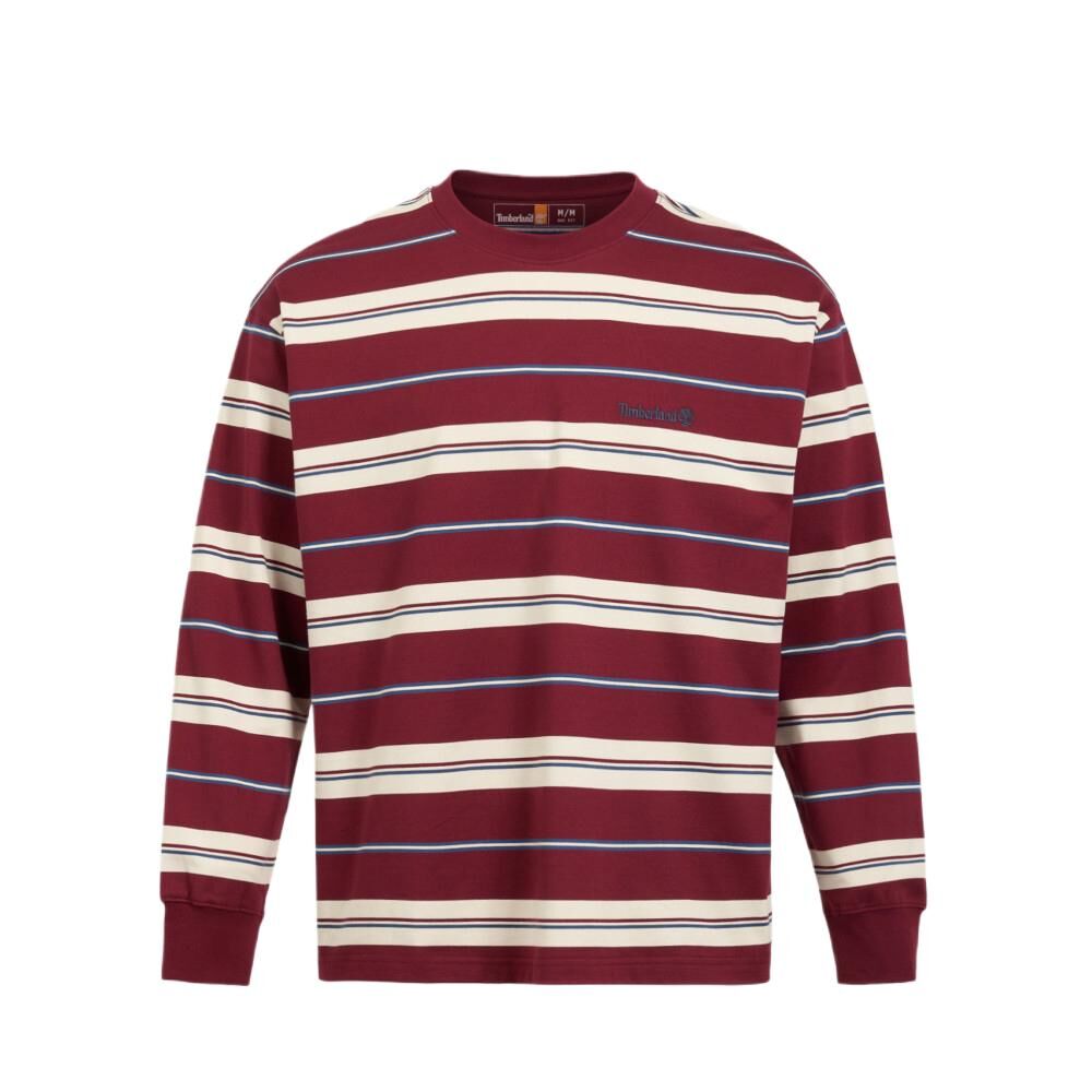 Timberland - 男裝 LONG SLEEVE STRIPE TEE BURGUND長袖條紋T恤 TB0A5RSM6481