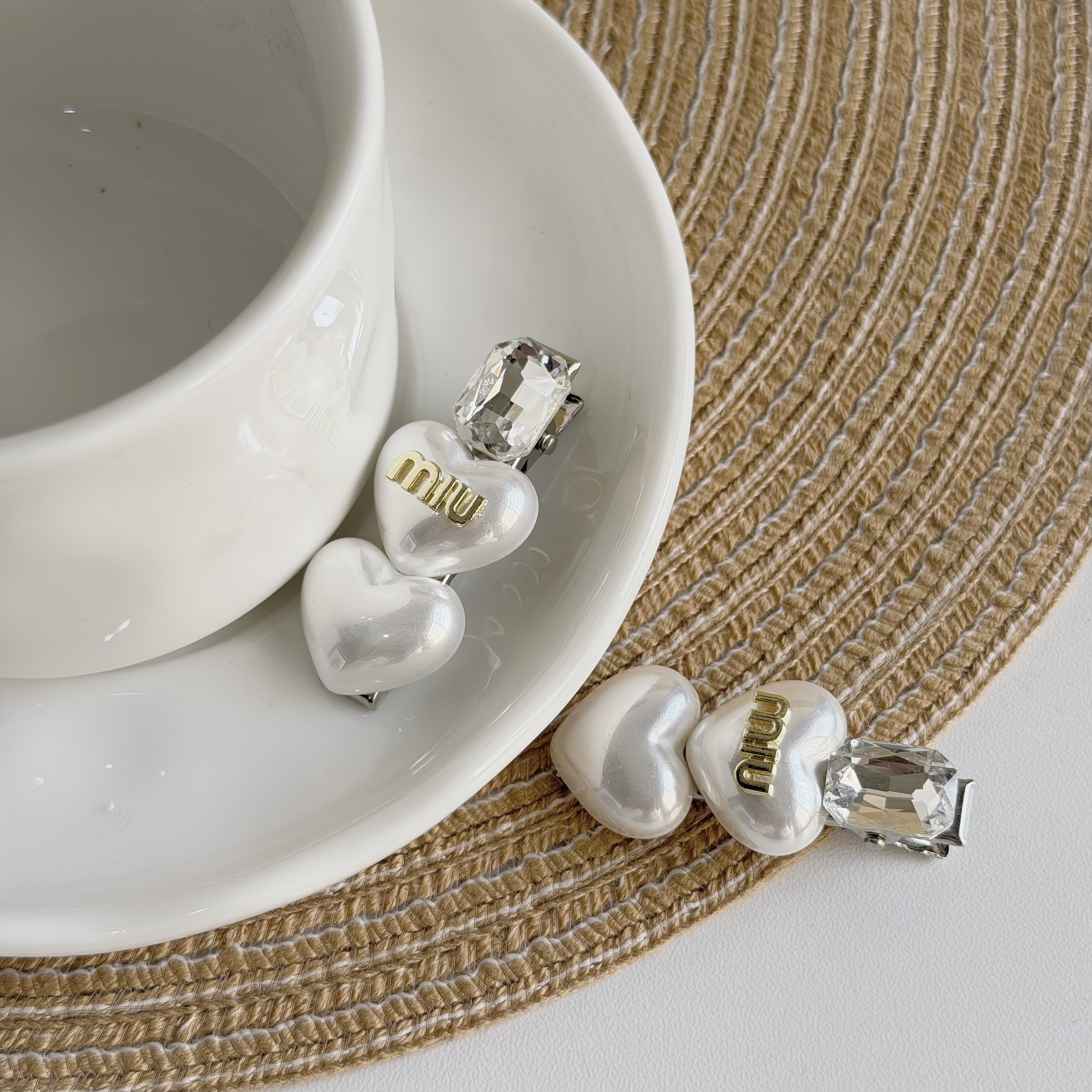 Z313珍珠愛心字母壓夾