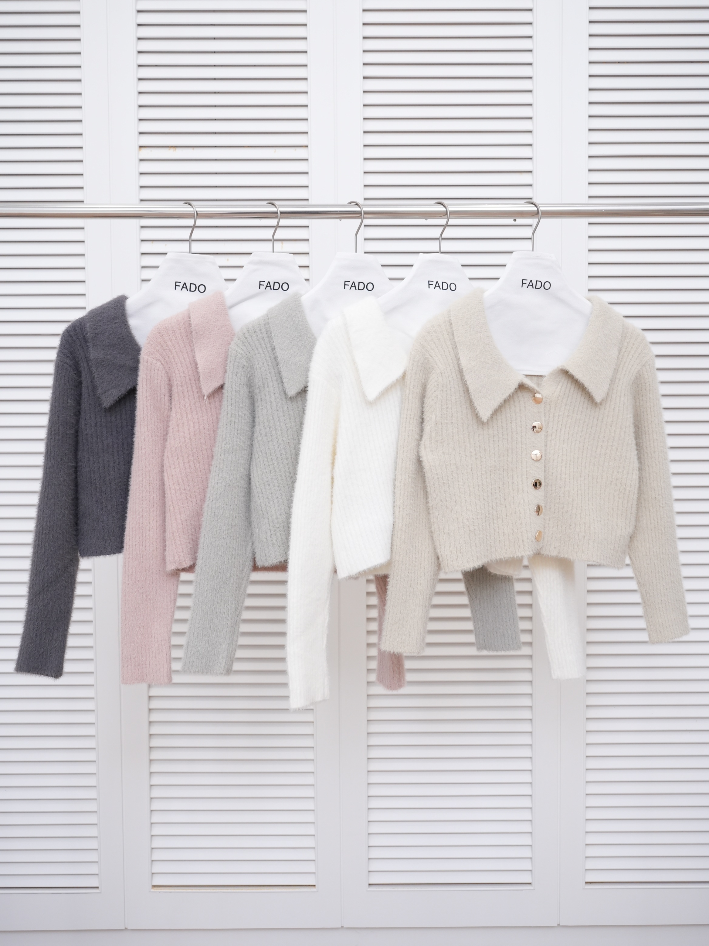 法朵Fado Shop｜銀釦翻領水貂毛短版衫 0914015 五色