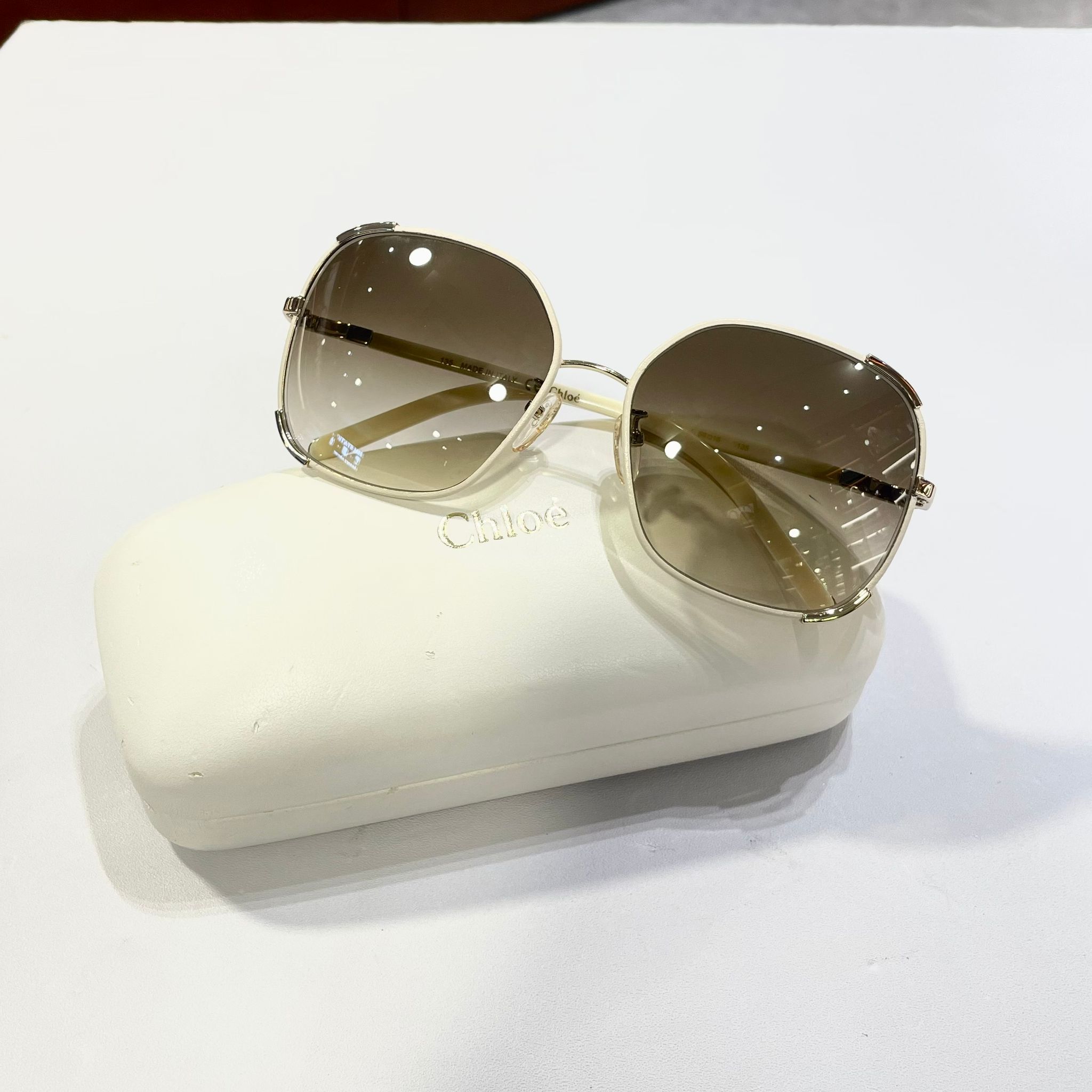 本週特價❣️DISPLAY~CHLOE SUNGLASSES CE109SL 米白色框太陽眼鏡 #BRAND NEW #香榭站正品