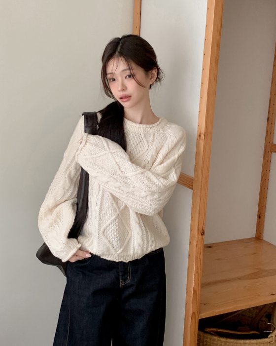 春季預訂｜麻花波浪寬鬆針織衫