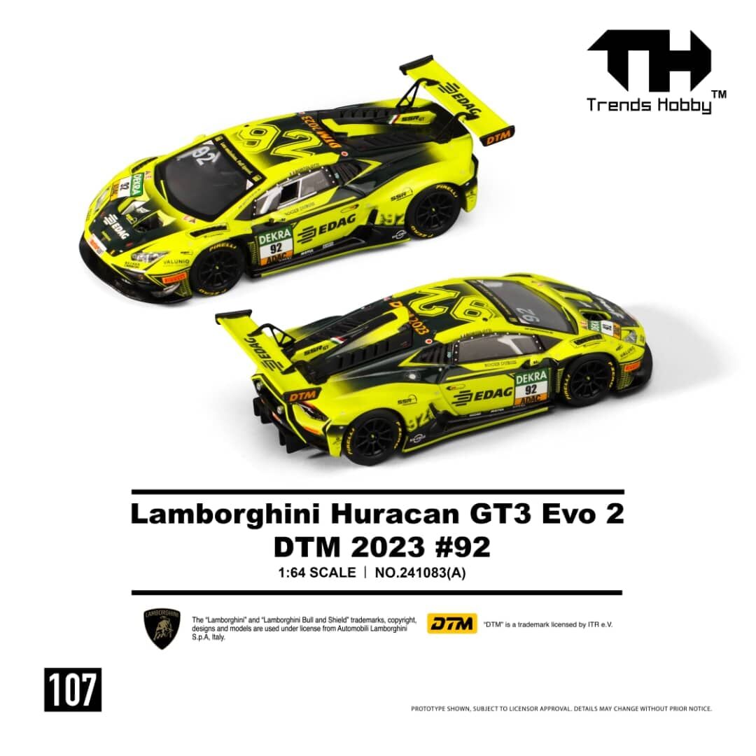 預訂:1/64 Trends Hobby #107 Lamborghini Huracan GT3 Evo 2 DTM  2023 #92 (241083A )