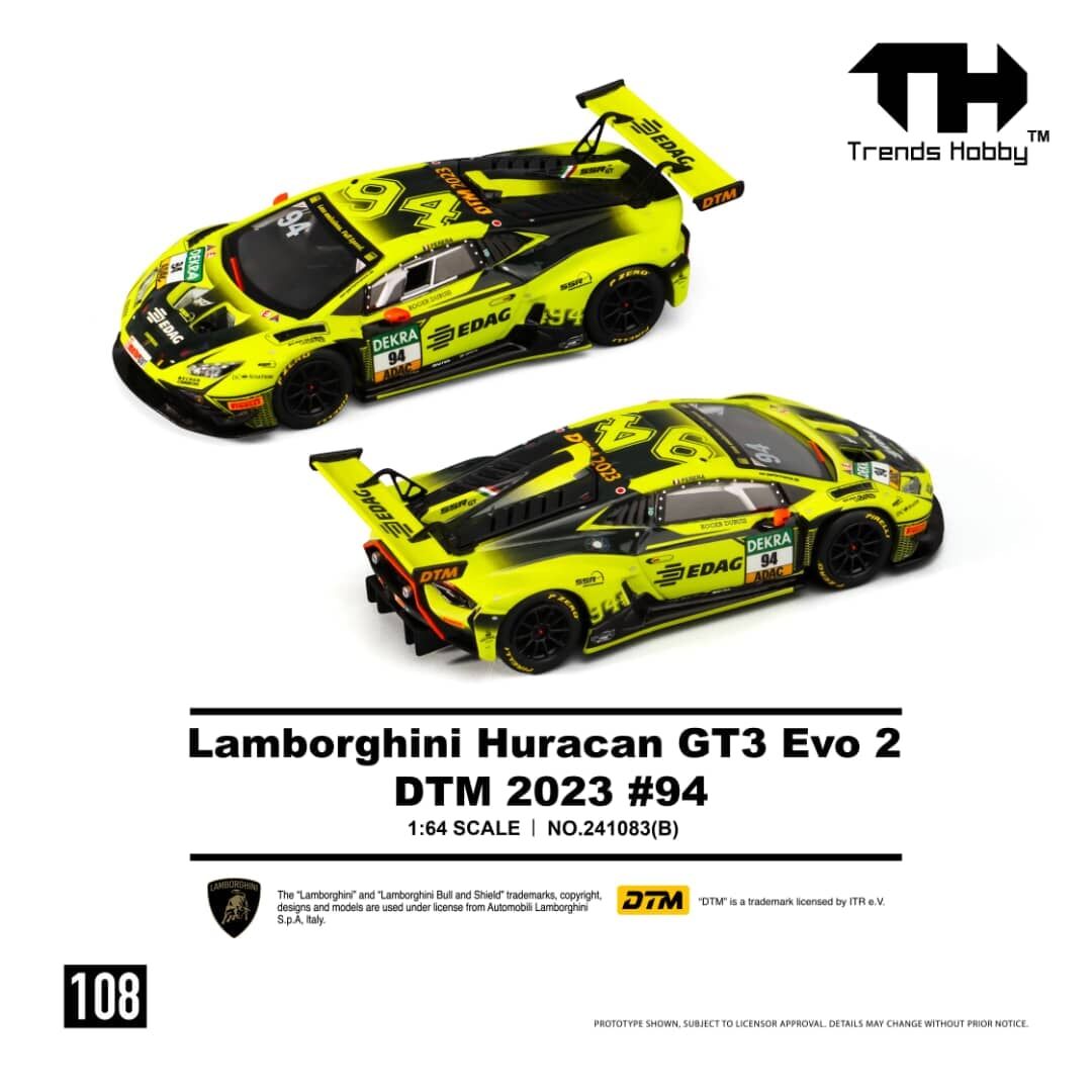 預訂:1/64 Trends Hobby  #108 Lamborghini Huracan GT3 Evo 2 DTM 2023 #94 (241083B )
