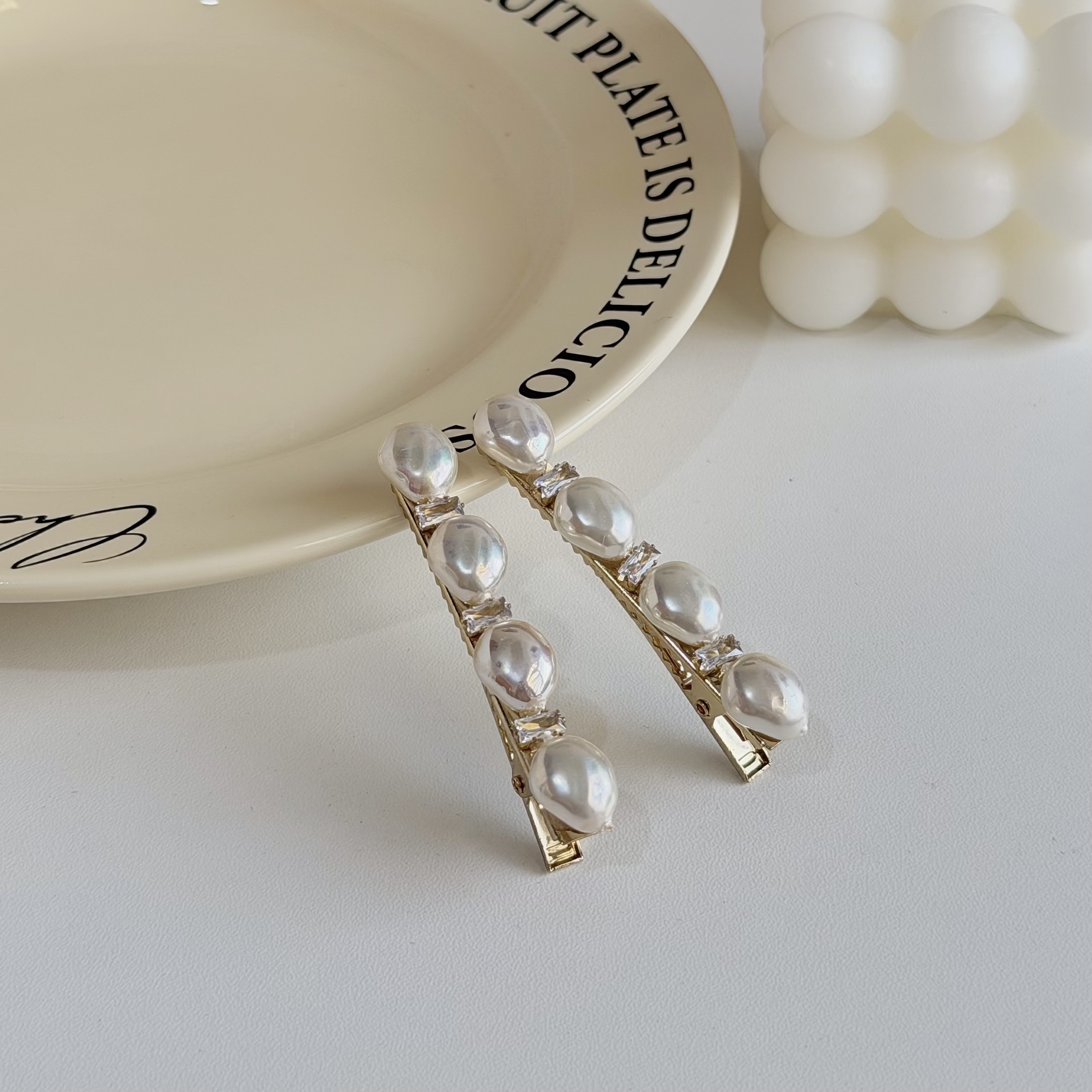 H253珍珠鋯石壓夾【單支】